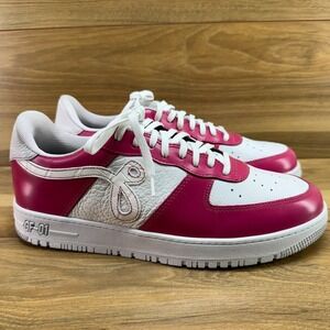 JOHN‎ GEIGER GF-01 White Pink Leather Mens 11 D Low Top Casual Sneakers